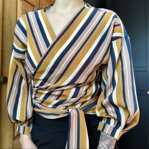 Striped wrap blouse (Lucy Wang)